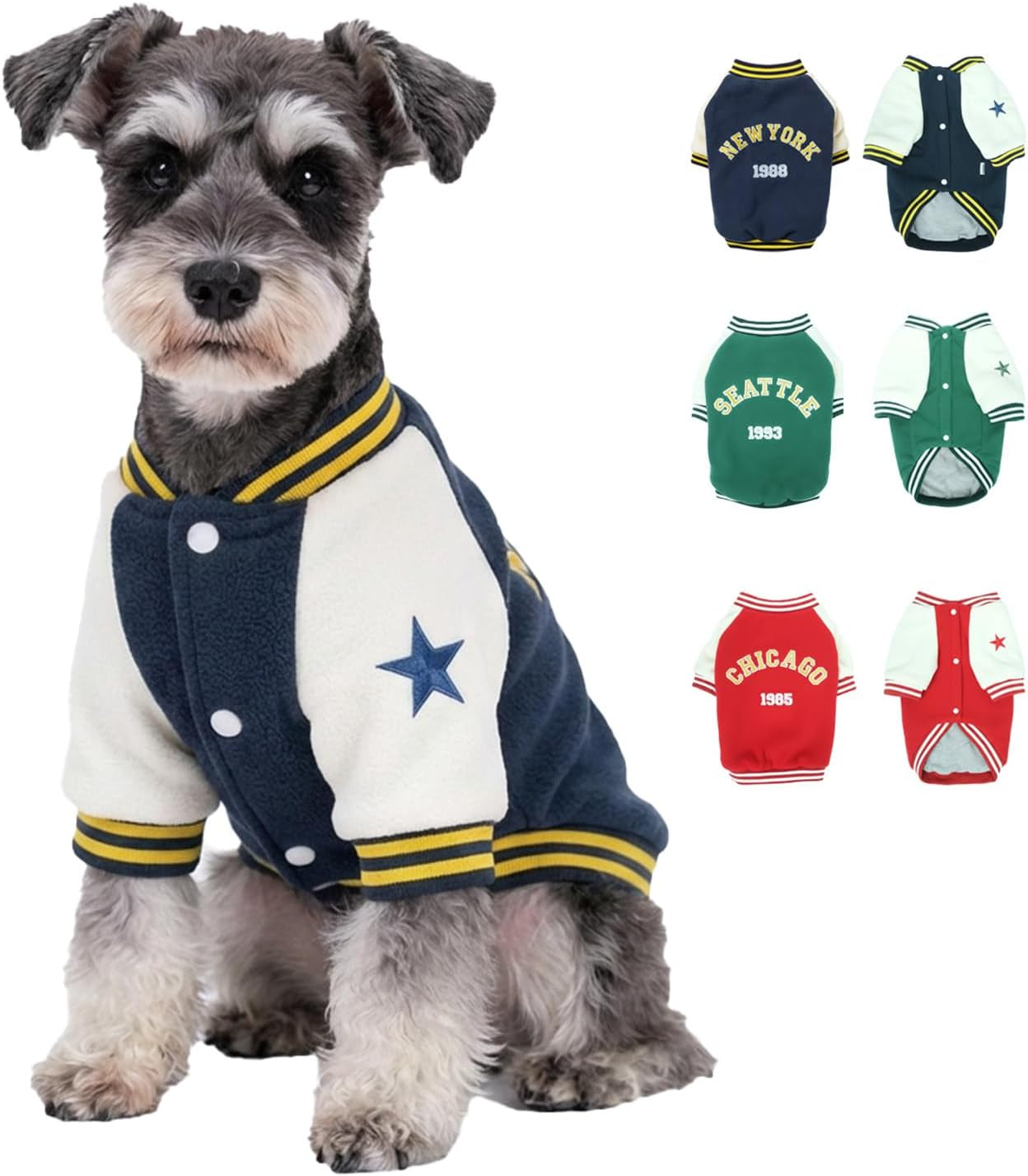 Warm Dog Varsity Jacket Heavyweight Fleece Pet Coat Small-4XL Navy Blue Medium