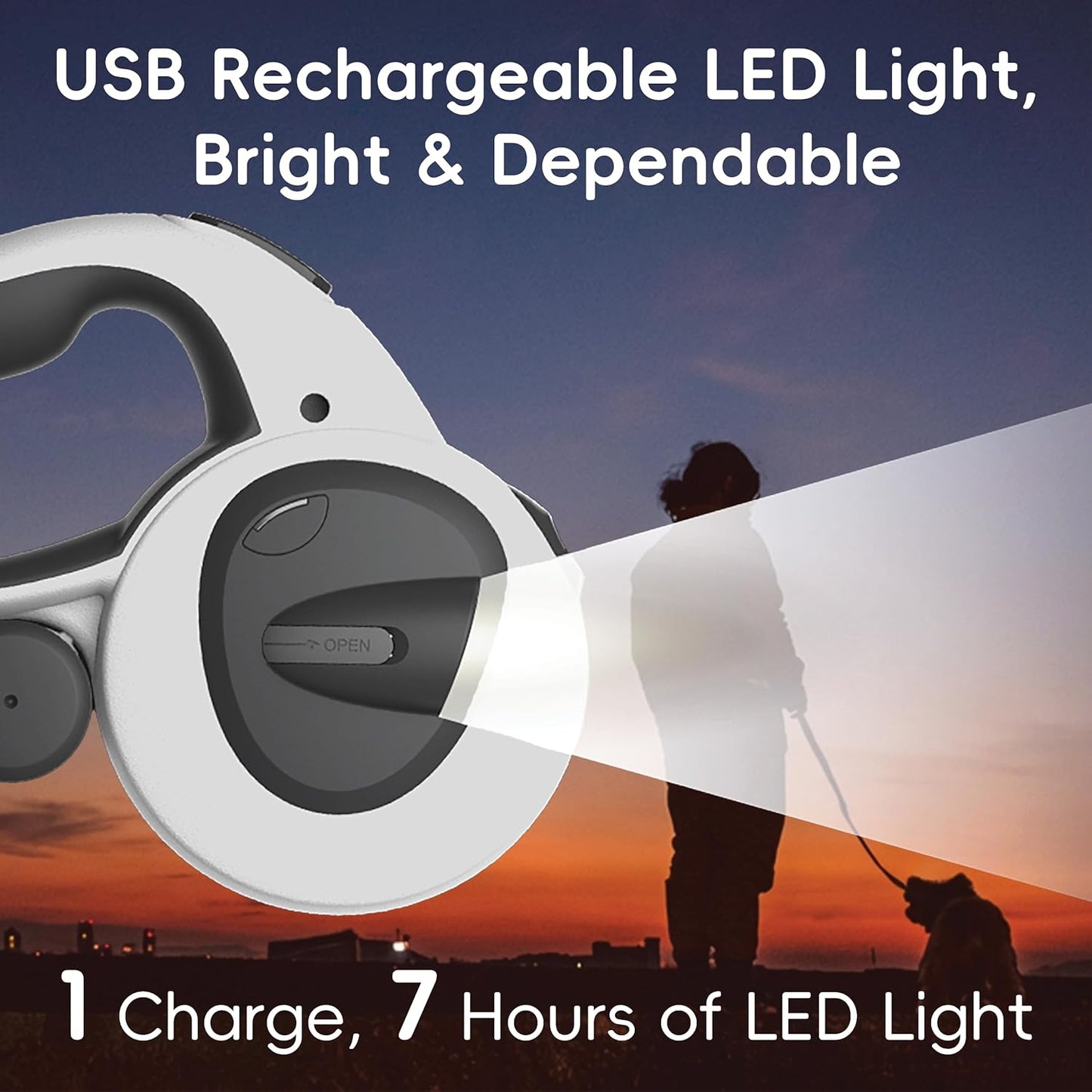 Retractable Dog Leash 16FT LED Light Heavy Duty Tangle Free
