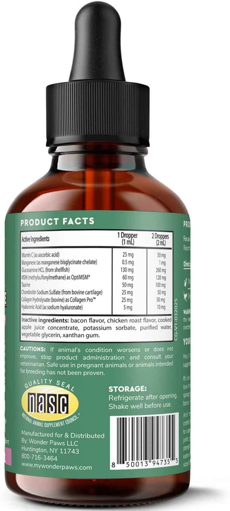 Cat Glucosamine Liquid Joint Supplement Mobility Flexibility Taurine 2oz
