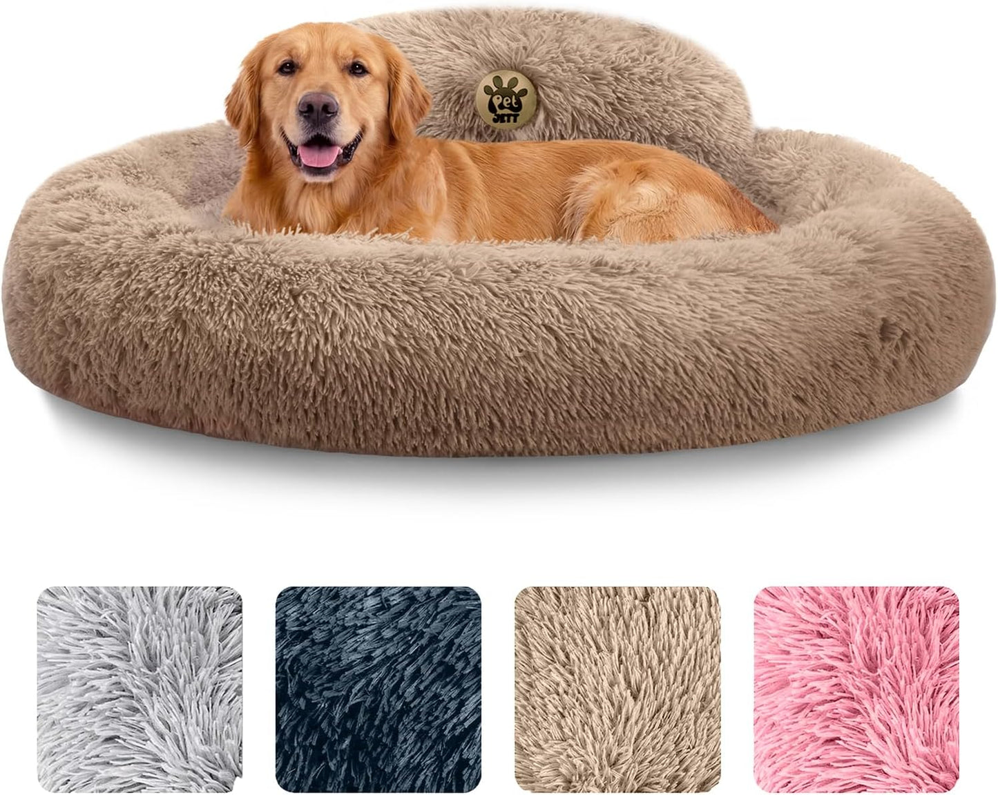 Medium Calming Dog Bed 30in Donut Plush Washable Bed Up to 45lbs