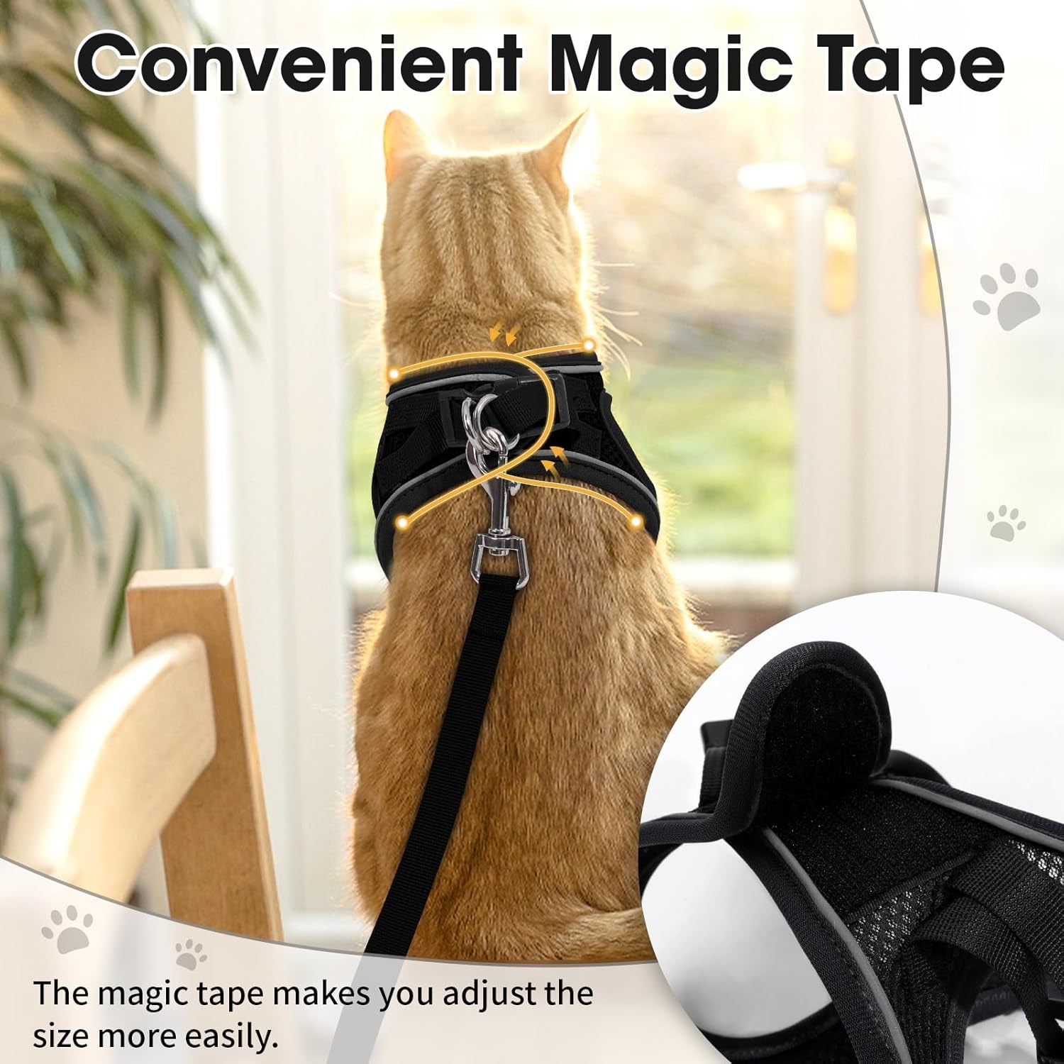 Escape Proof Cat Harness and Leash Set Reflective Adjustable Vest