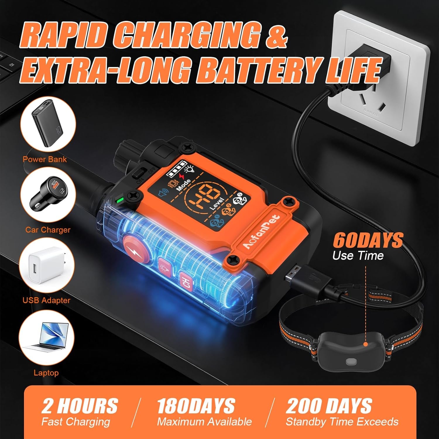 Dog Training Collar Remote 4500ft Waterproof Rechargeable Beep Vibration Shock