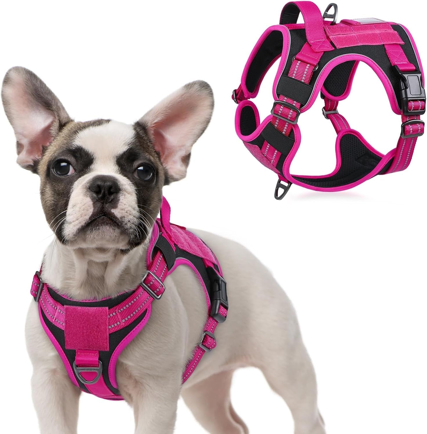 No Pull Tactical Dog Harness Molle Vest Adjustable Medium Large Dogs Black Rose Red Small