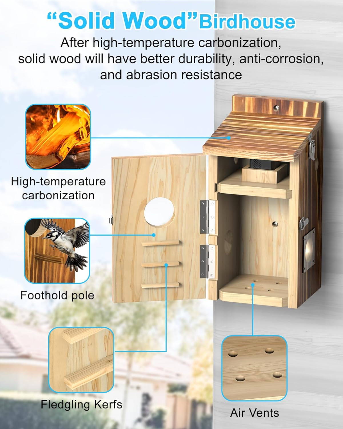 Bird House Camera Solar WiFi 2K HD Smart Birdhouse Motion Detection