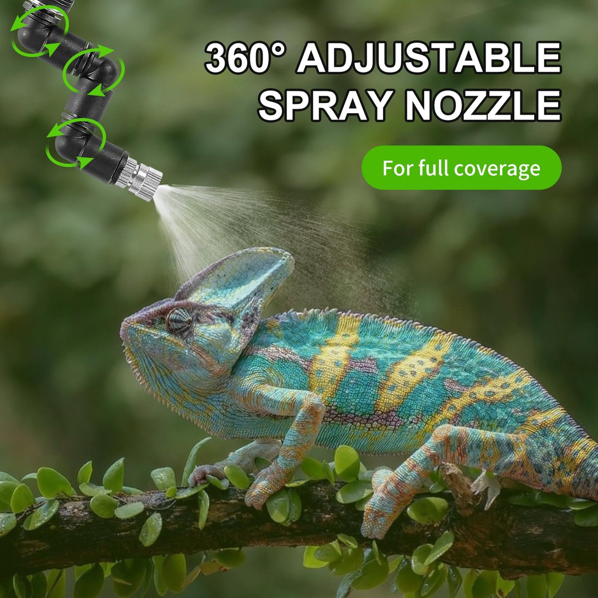 Reptile misting system with programmable timer and adjustable spray nozzles