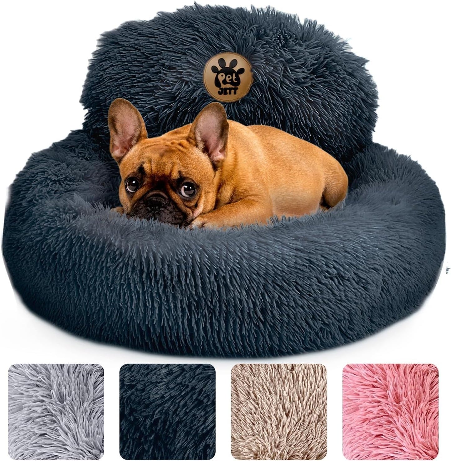 Medium Calming Dog Bed 30in Donut Plush Washable Bed Up to 45lbs