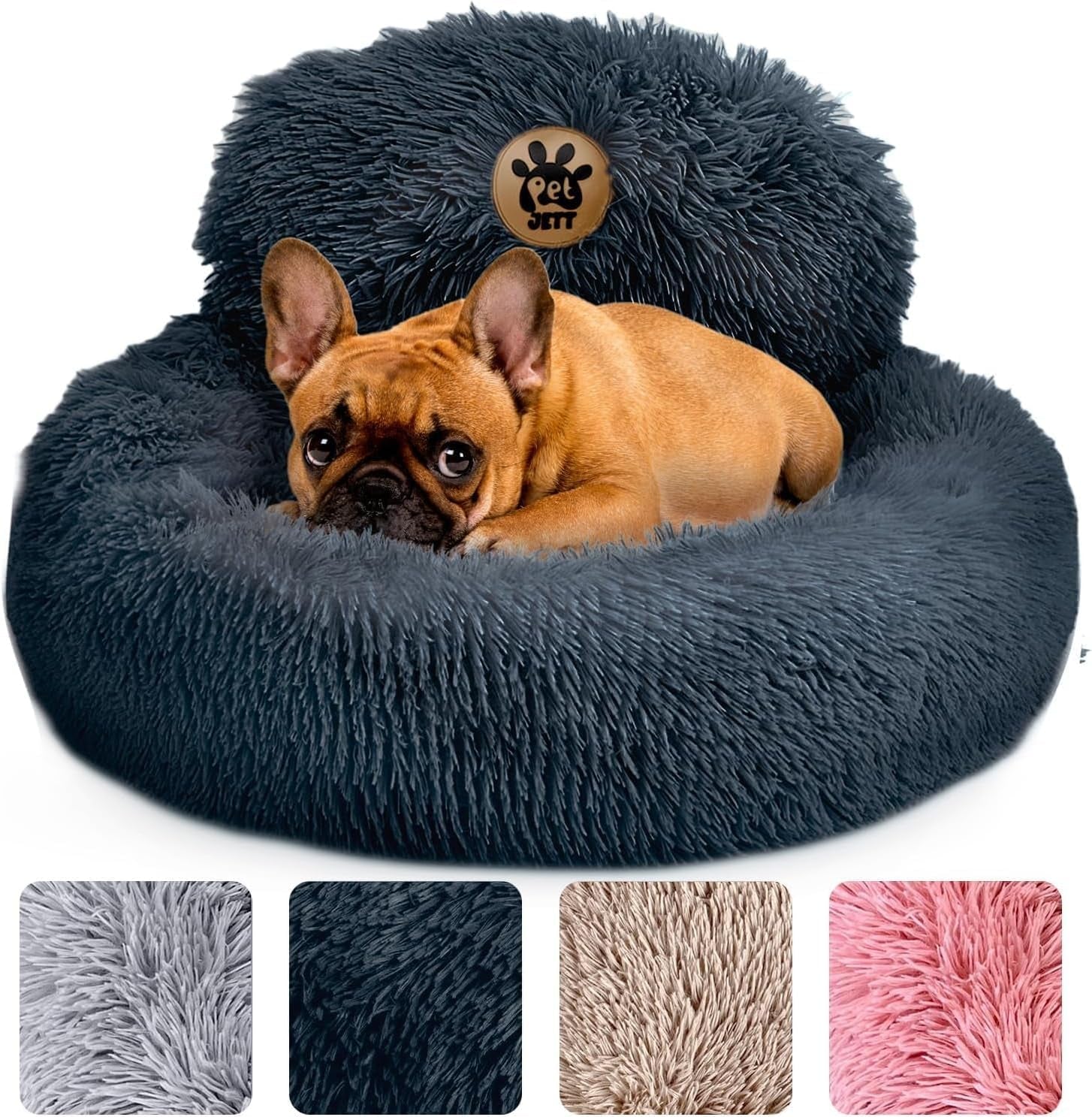 Medium Calming Dog Bed 30in Donut Plush Washable Bed Up to 45lbs