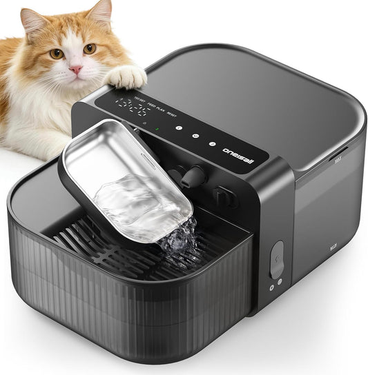 Cat Water Fountain Wireless Filterless 3.5L Stainless Steel Smart Quiet Black