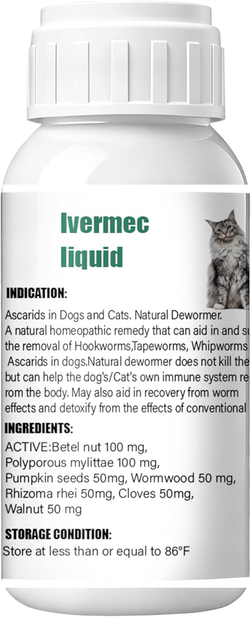 Cat Dewormer Liquid Broad Spectrum Tapeworm Roundworm Hookworm 120ml