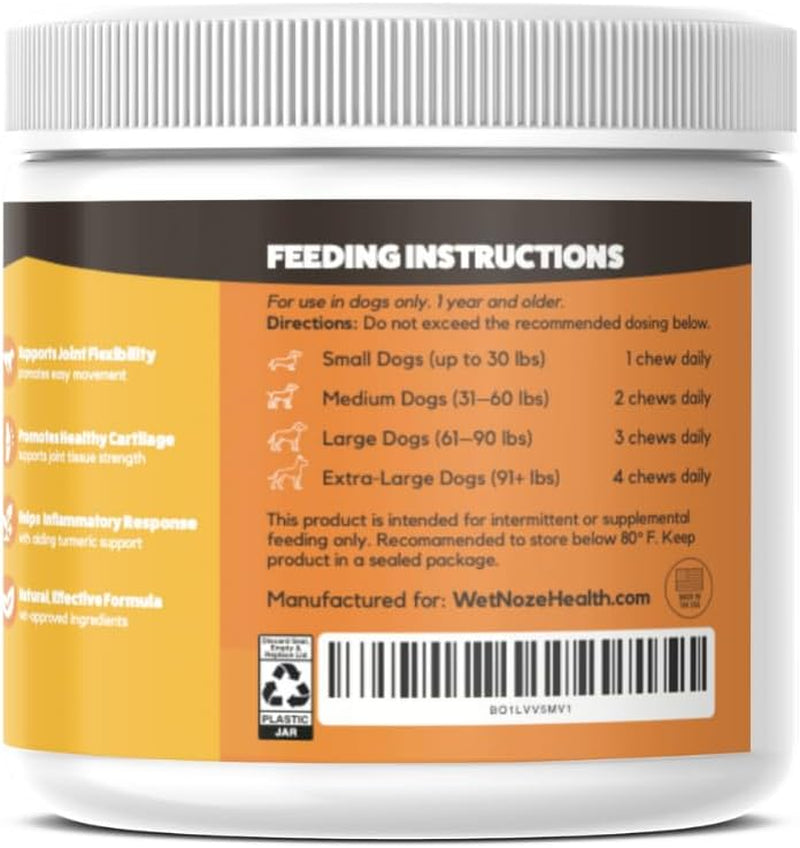 Dog Hip & Joint Chews with Turmeric, Glucosamine, MSM & Chondroitin, 90 count