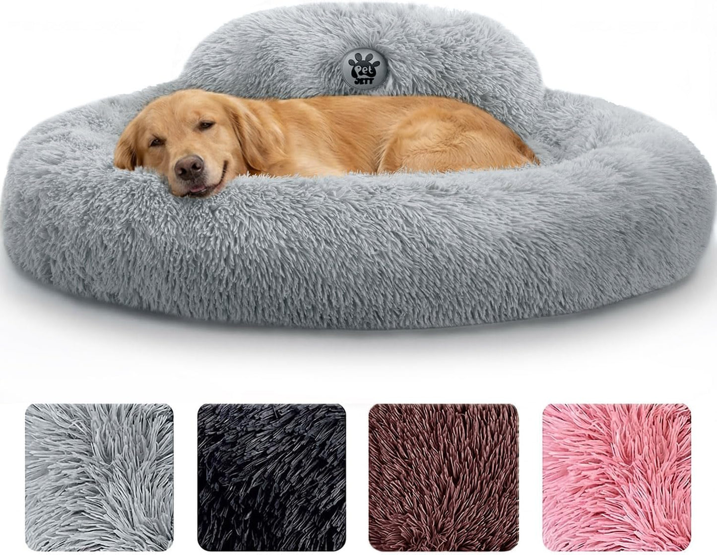 Medium Calming Dog Bed 30in Donut Plush Washable Bed Up to 45lbs