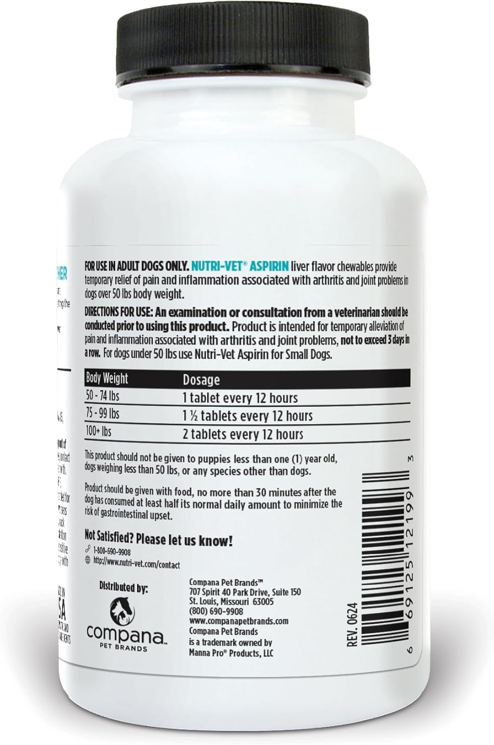 Nutri-Vet Dog Aspirin 300 mg for Large Dogs | Joint & Arthritis Relief